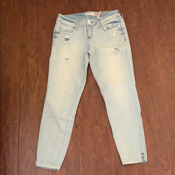 Guess Super Skinny Acid Wash Distressed Jeans - Picture 4 of 8